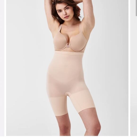 Spanx 2745 Seamless Power Sculpting High-Waisted Mid-Thigh Shorts Soft Nude XL - Picture 3 of 13